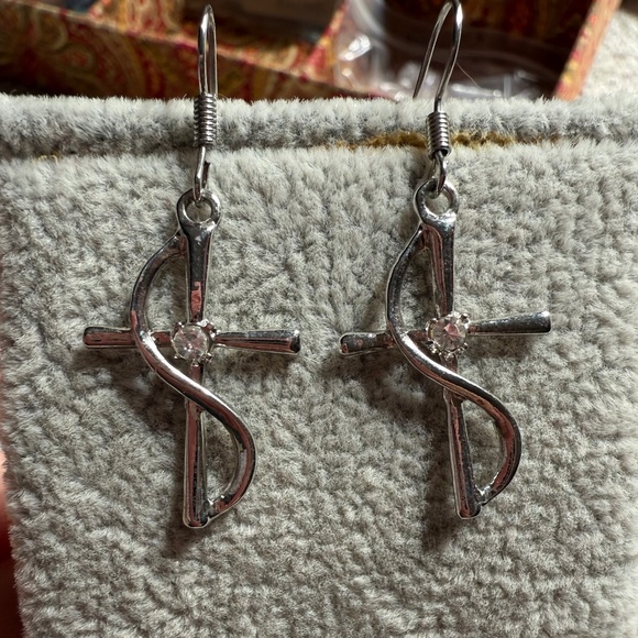Sterling Silver Cross Earrings - Picture 1 of 3